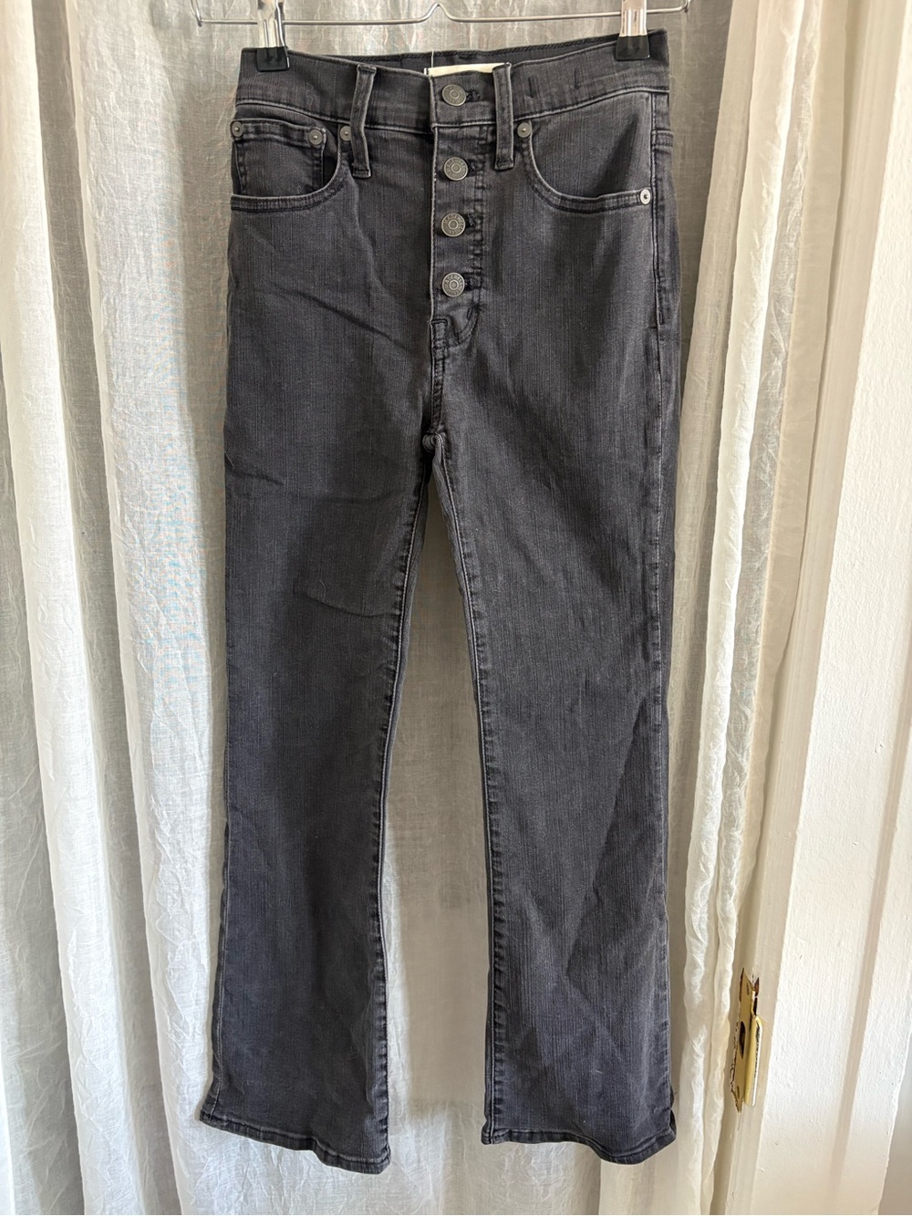 Madewell High-Rise Dark Gray Button-Up Cali Demi-Boot Jeans Size 23